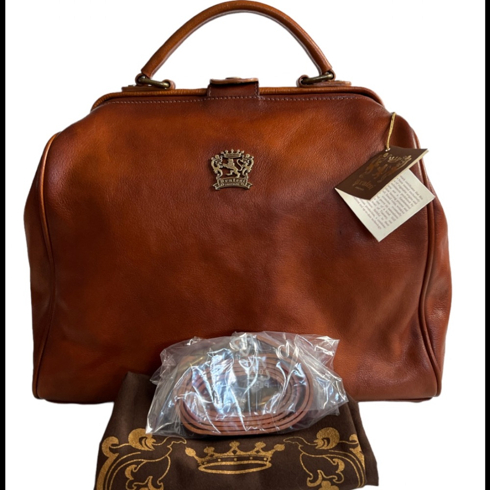 NWT Pratesi Monteriggioni Italian calf Leather Doctor Satchel/top handle Bag